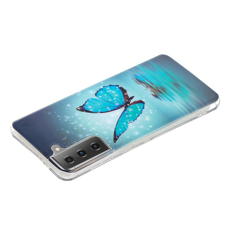 Samsung Galaxy S21 5G Capa Borboleta Azul Fluorescente
