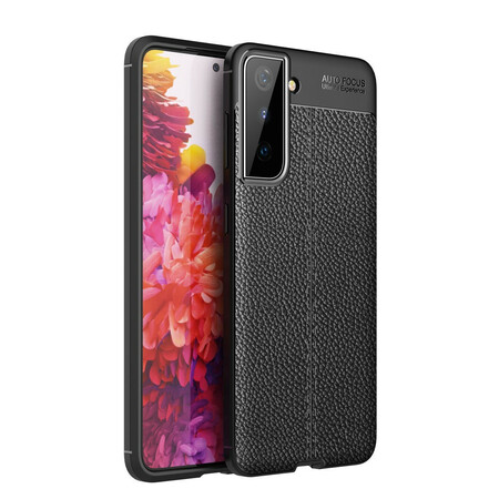 Samsung Galaxy S21 5G Capa de couro Lychee Efeito Lychee Linha Dupla