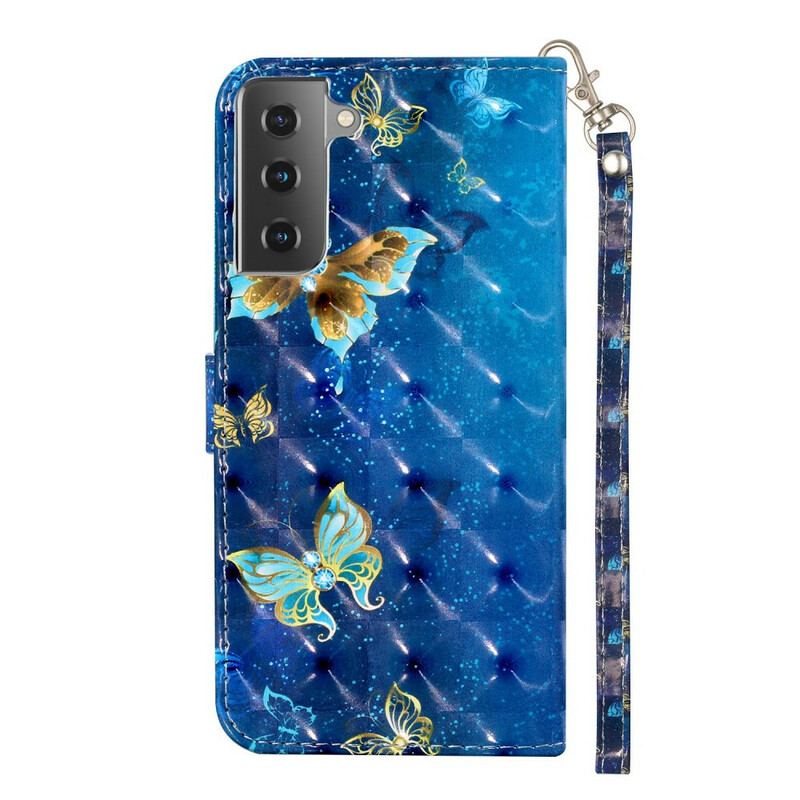Samsung Galaxy S21 5G Borboletas Light Spot Butterflies com Capa de CordÃ£o