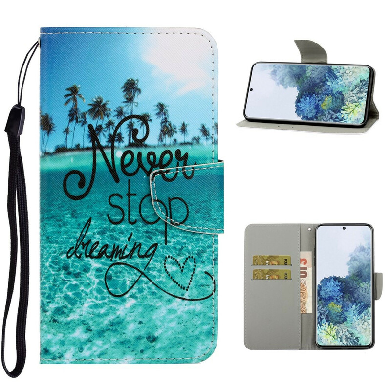 Samsung Galaxy S21 5G Never Stop Dreaming Case Navy with Strap