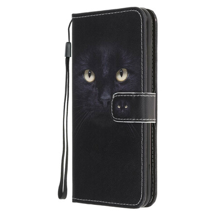 Samsung Galaxy A52 5G Capa de olhos de gato preto com cinta