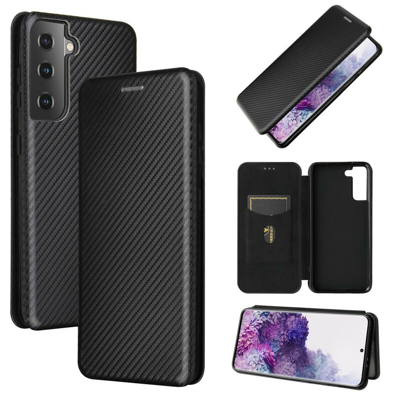 Tampa Flip Cover Samsung Galaxy S21 5G Fibra de Carbono